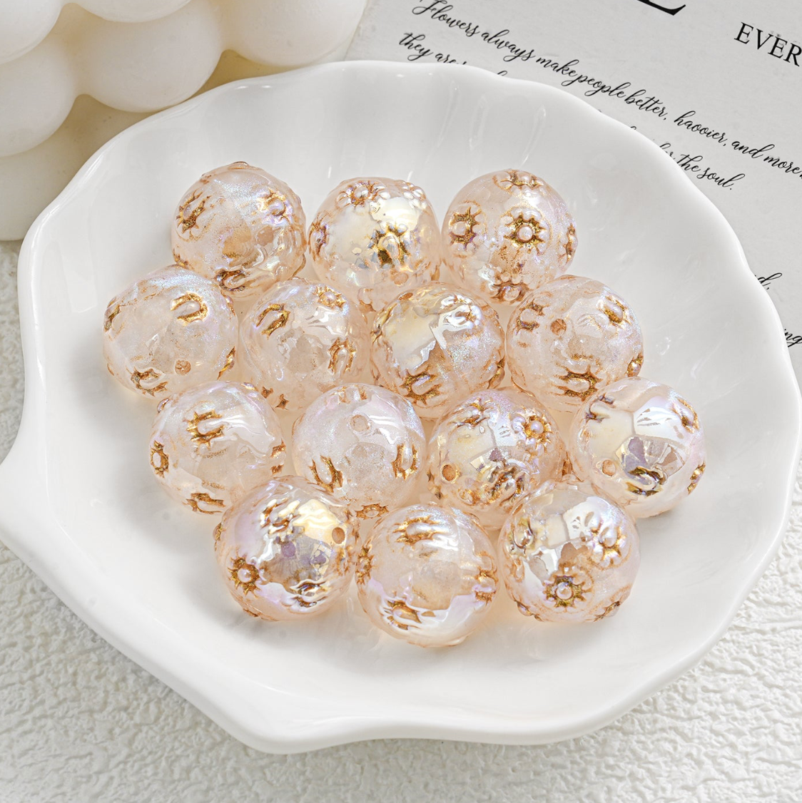 Gold leaf beads--Sofia Shop