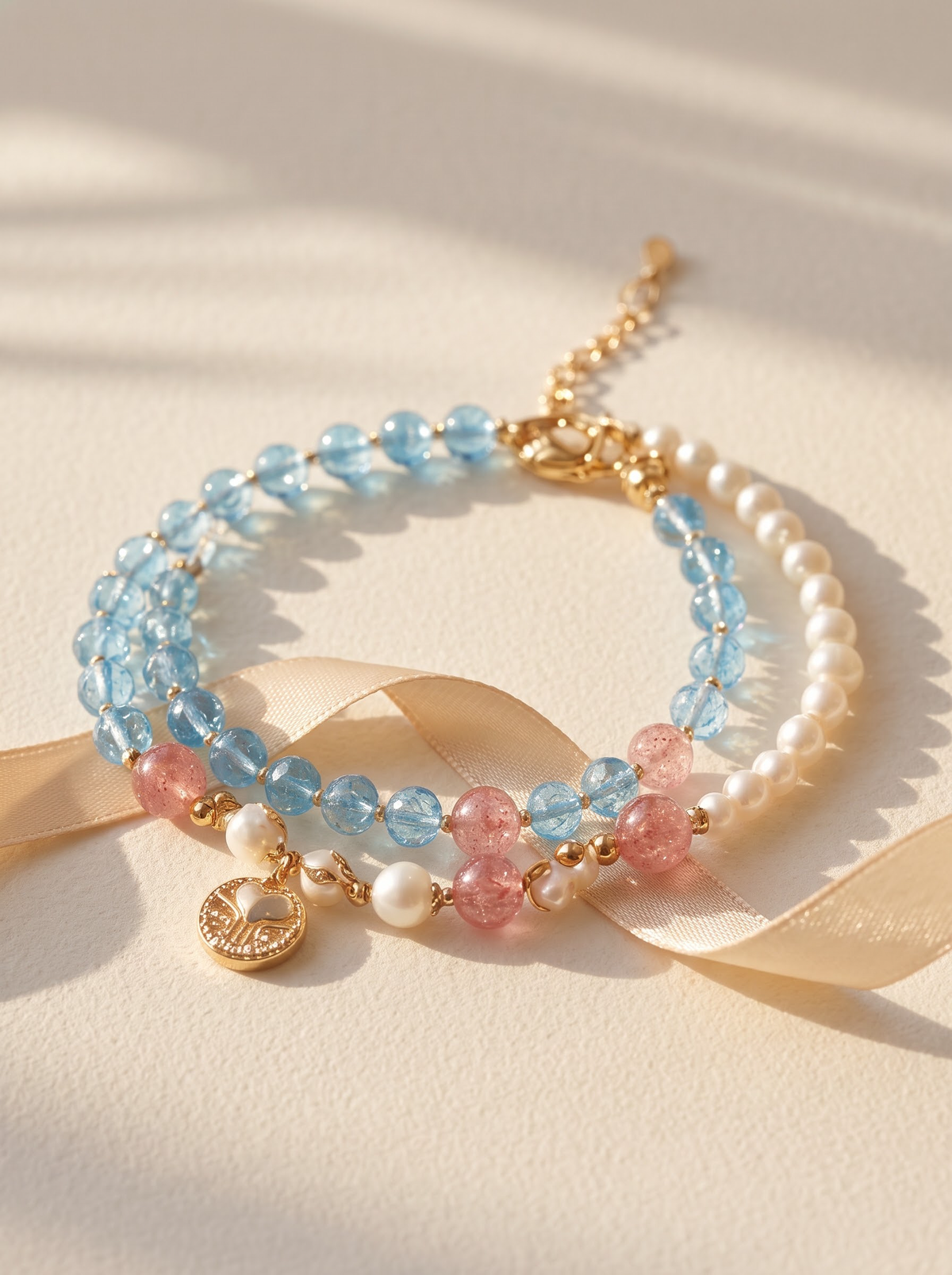 Colored Glaze and Crystal Bracelet