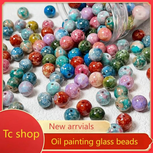 New!!! Oil painting glass beads--luna shop