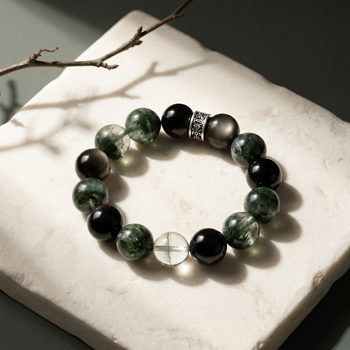 Colored Glaze and Crystal Bracelet