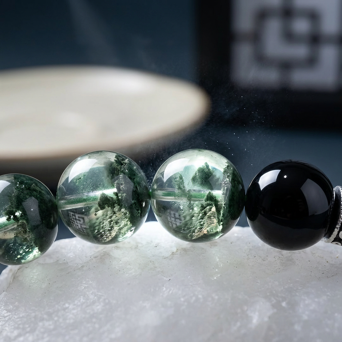 Colored Glaze and Crystal Bracelet