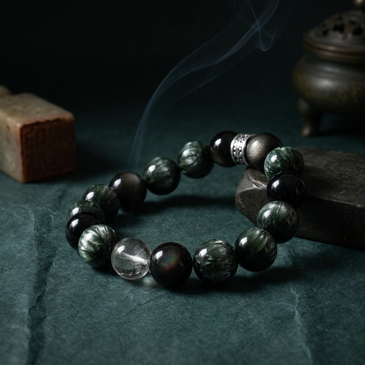 Colored Glaze and Crystal Bracelet
