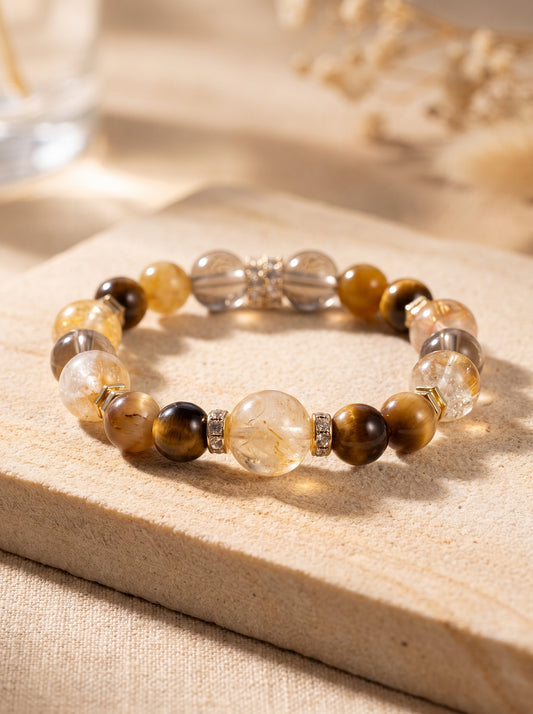 Colored Glaze and Crystal Bracelet